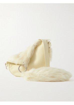 Burberry - Faux Fur And Textured-leather Shoulder Bag - Cream - One size