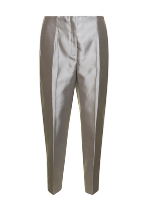 Theory Grey Cigarette Pants In Silk Woman