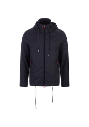 Kiton Lightweight Jacket In Blue Technical Fabric