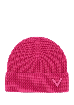 Valentino Garavani Pink Pp Cashmere Beanie Hat
