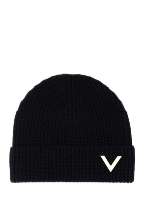 Valentino Garavani Black Cashmere Beanie Hat