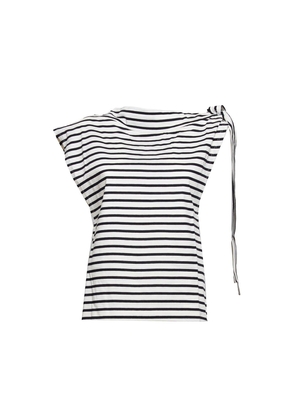 Msgm Bow-Detailed Striped Sleeveless Top