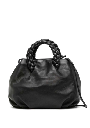 Hereu Bombon M Black Handbag With Braided Handles In Shiny Leather Woman