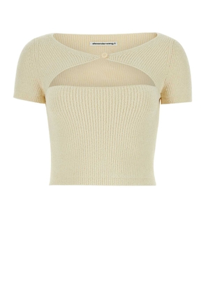 T By Alexander Wang Ivory Stretch Cotton Blend Top