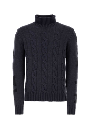 Mc2 Saint Barth Dark Blue Wool Blend Fisherman Sweater