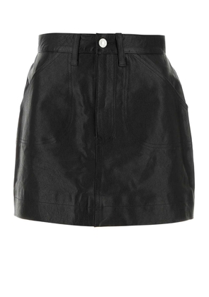 Re/done Black Leather Mini Skirt