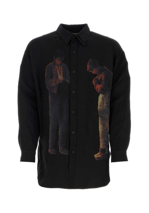 Yohji Yamamoto Black Linen Blend Shirt