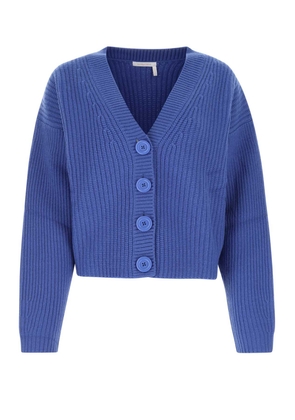 See By Chloé Cerulean Blue Wool Blend Oversize Cardigan