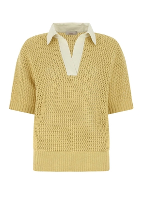 Agnona Mustard Cotton And Cashmere Polo Shirt