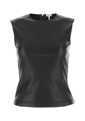 Loewe Black Leather And Fabric Top