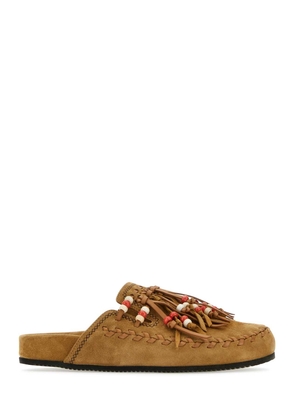 Alanui Biscuit Suede Leather Salvation Mountain Slippers
