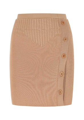 Andreādamo Biscuit Stretch Viscose Blend Mini Skirt