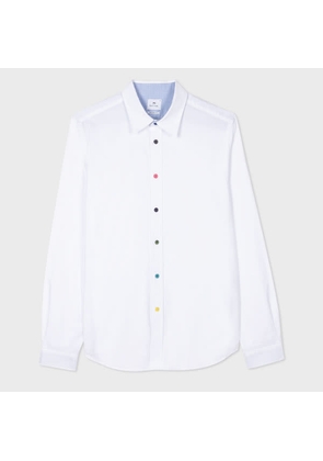 PS Paul Smith Tailored-Fit White Organic-Cotton Multicolour Button Oxford Shirt