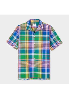 PS Paul Smith Multicolour Check Cotton-Linen Short-Sleeve Shirt
