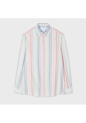 PS Paul Smith White Organic Cotton Multicolour Stripe Shirt