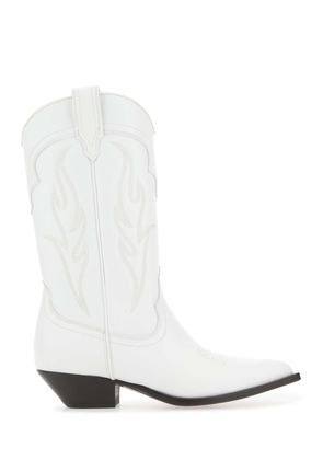 Sonora White Leather Santa Fe Ankle Boots