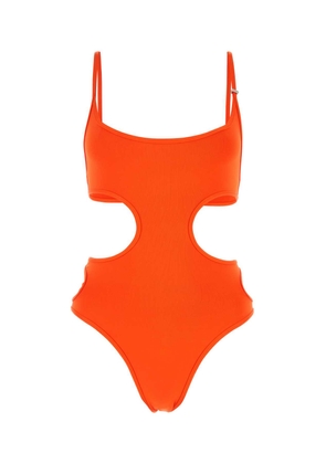 The Attico Fluo Orange Stretch Nylon Swimsuit