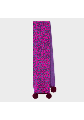 Paul Smith Fuchsia 'Leopard' Wool Double-Face Scarf Pink