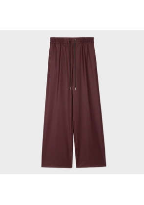Paul Smith Women's Burgundy Wool-Cashmere Drawstring Wide Leg Trousers Red