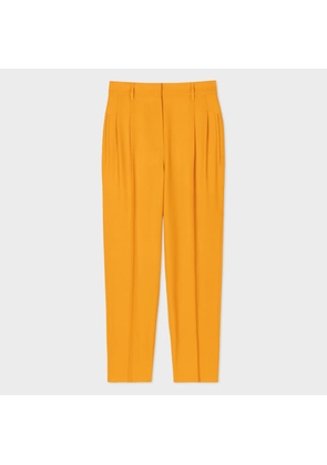 PS Paul Smith Women's Tapered-Fit Mustard Wool Hopsack Trousers Yellow