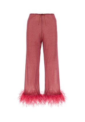 Oseree Dark Pink Nylon Blend See-Through Pant