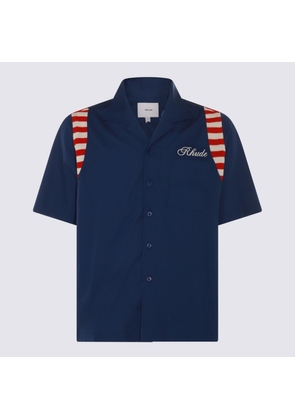 Rhude Navy Blue, Cream And Red Cotton Shirt