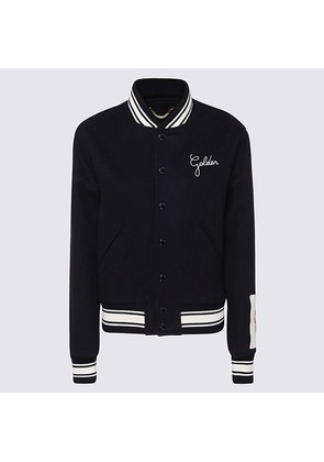 Golden Goose Navy Blue And White Wool Blend Casual Jacket