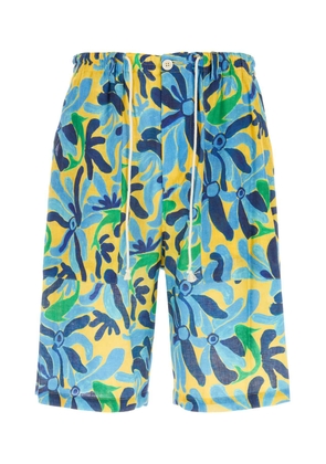 Marni Printed Linen Blend Bermuda Shorts