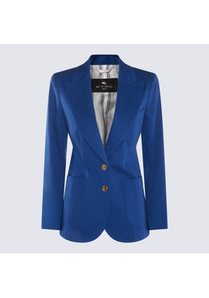 Etro Cobalt Blue Cotton Blend Blazer
