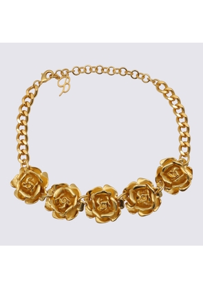 Blumarine Gold Metal Rose Necklace