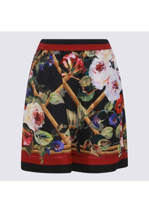 Dolce & Gabbana Black Multicolour Silk Shorts