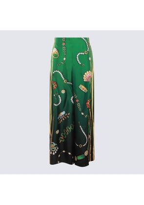 Casablanca Green Multicolour Silk Trousers