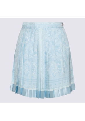 Versace Light Blue Silk Skirt