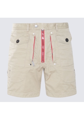 Dsquared2 Beige And Red Cotton Blend Shorts