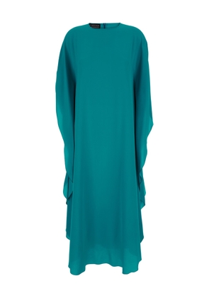 Gianluca Capannolo Green Long Dress With Boat Neck In Silk Woman