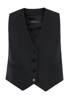 Federica Tosi Black Vest With Buttons In Wool Blend Stretch Woman