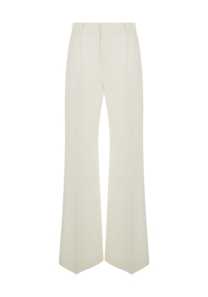 Chloé White Flared Trousers In Wool And Silk Woman