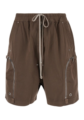 Drkshdw Bauhaus Brown Bermuda Shorts With Zip Pockets In Cotton Man
