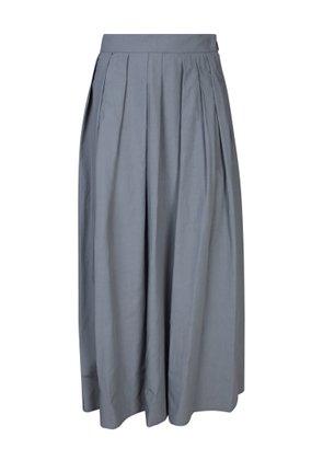 Moorer Ryanne Light Grey Cotton-Linen Midi Skirt