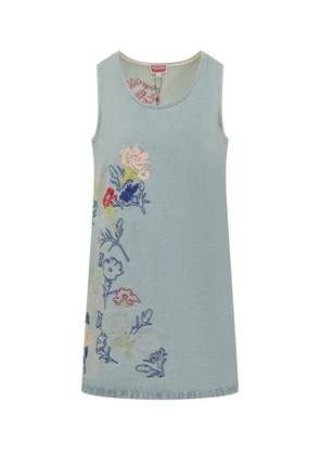 Kenzo Floral Patterned Denim Dress