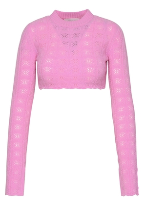 Sportmax Medea Pink Cashmere Blend Cropped Sweater