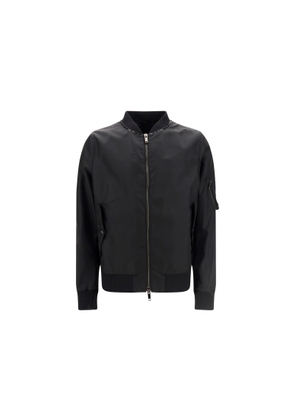 Valentino Black Bomber Jacket With Studs On The Neck