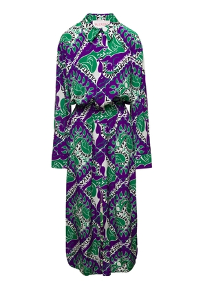 Valentino Garavani Multicolor Maxi-Shirt-Dress With Logo Graphic Print All-Over In Silk Woman