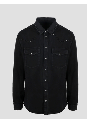 Valentino Black Denim Shirt With Studs