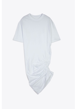 Laneus Jersey Dress Woman White Cotton Short Dress With Asymmetric Drapery - Jersey Dress