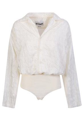 Sunnei Jacquard Shirt Bodysuit In Cream