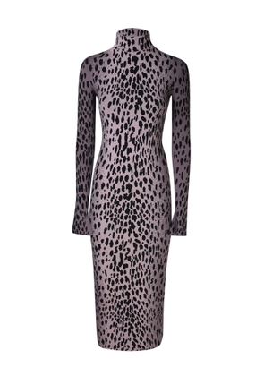 Ssheena Long Leopard Knit Dress Lilac And Black