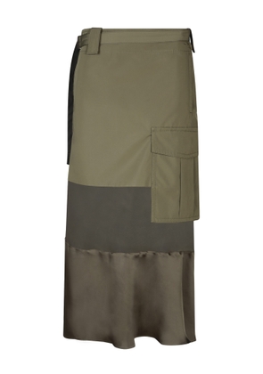 Sacai Kaki Fabric Combo Midi Skirt
