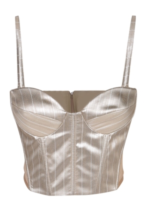 Genny Pinstriped Satin Sand Corset Top