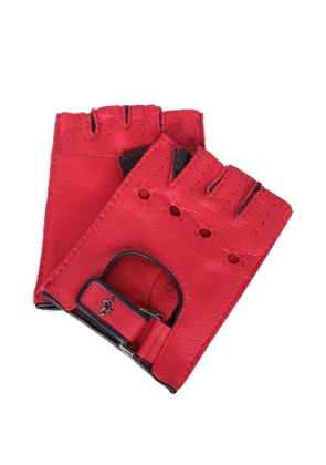 Ferrari Red Leather Fingerless Gloves